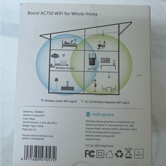 Rock Space AC1200 Dual Band WiFi Repeater with Access Ethernet Port - Black - Picture 4 of 7